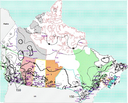 Canada Annual Average Frost-Free Days Canada Annual Average Frost-Free Days