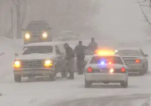 Driving in the snow storm