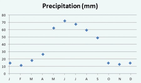 Calgary Rain and Melted Snow each Month