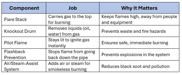 Parts of an oil and gas flaring system in Alberta