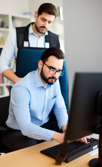 Two professional dispersion modellers hard at work on your project Professional dispersion modellers at work