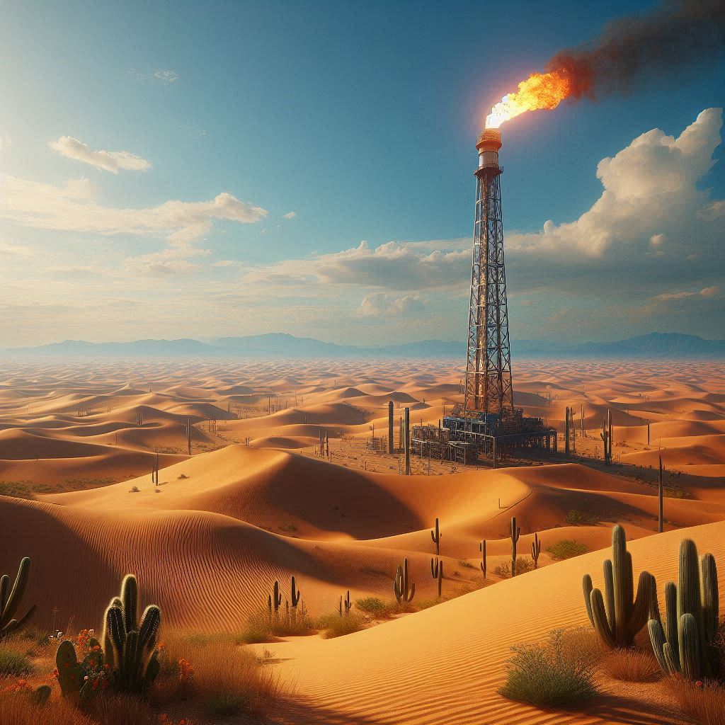 Desert flare in the hot sun