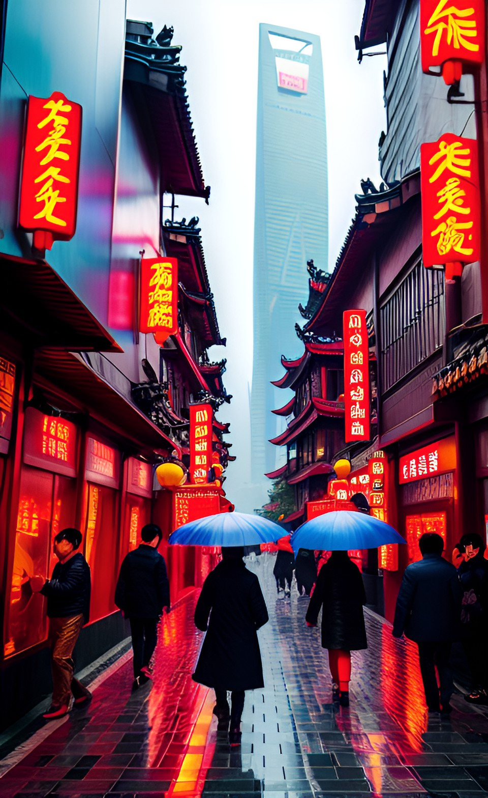 Shanghai market rain