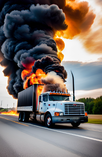 A burning vehicle emergency