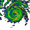 A simulated hurricane on radar display