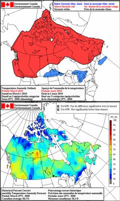 Canada - 30 day temperature forecast (March 2010)