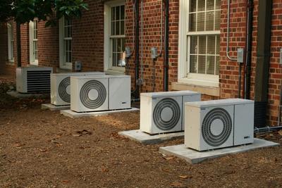 Air conditioners all in a row