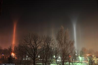 Mysterious Truhin light pillars