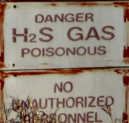 Warning Sign for H2S Gas